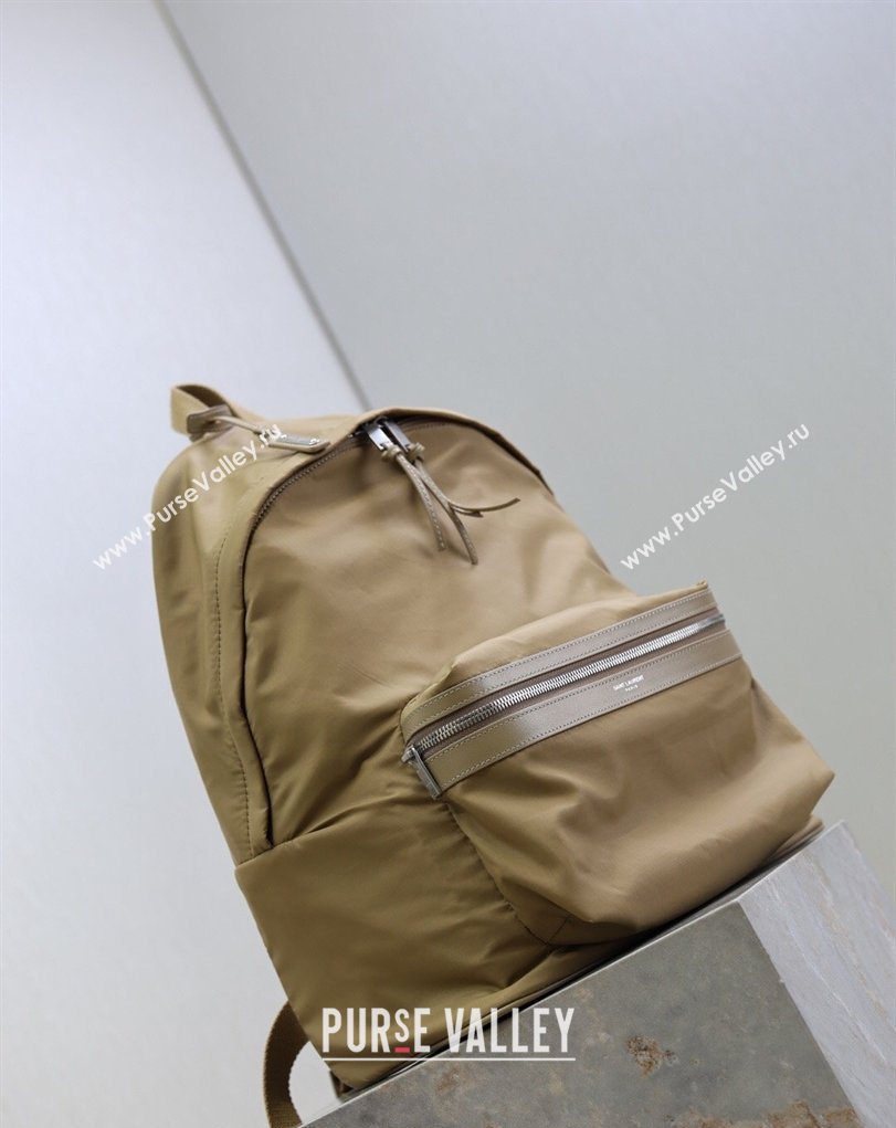 Saint Laurent City Backpack Bag in Beige Nylon 326865 2026 (MHUI-260407011)