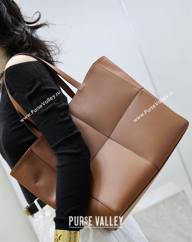 Saint Laurent Paris Small 4 Carre Tote Bag in Leather Toasted Brown 2026 863959 (MHUI-260407008)