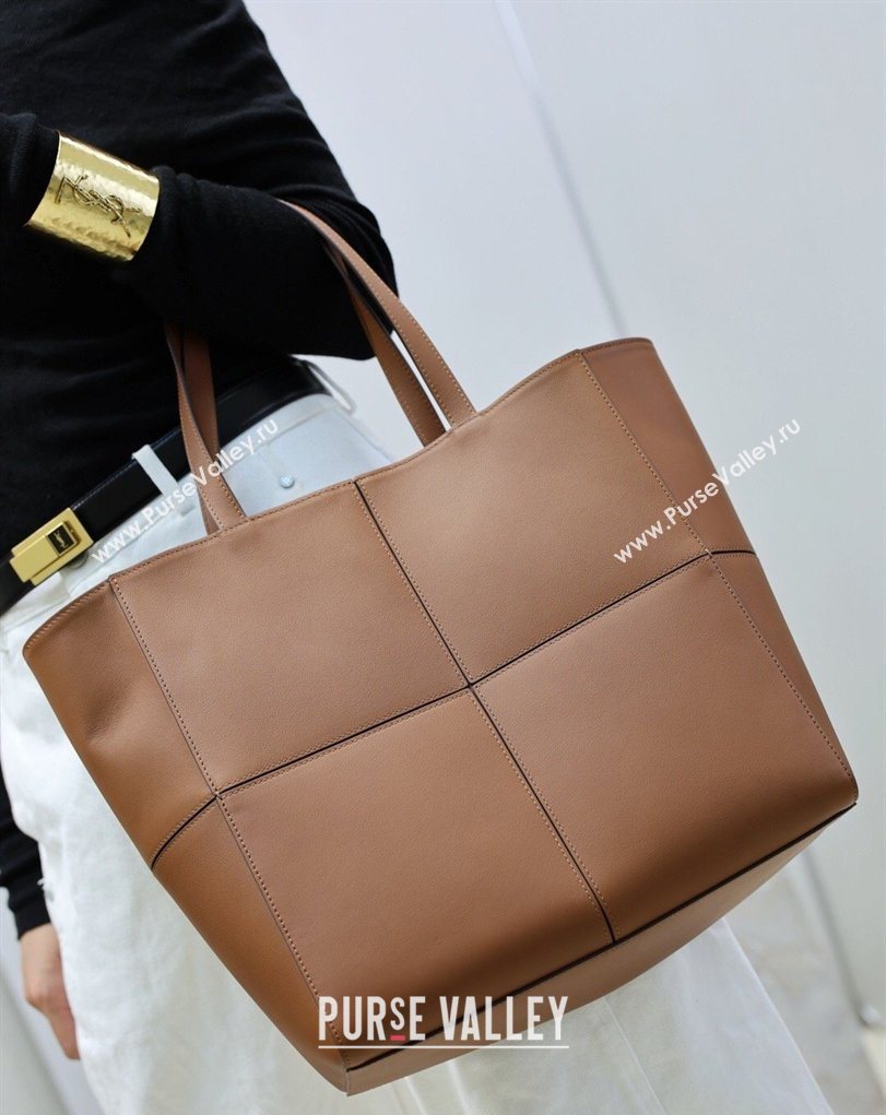 Saint Laurent Paris Small 4 Carre Tote Bag in Leather Toasted Brown 2026 863959 (MHUI-260407008)