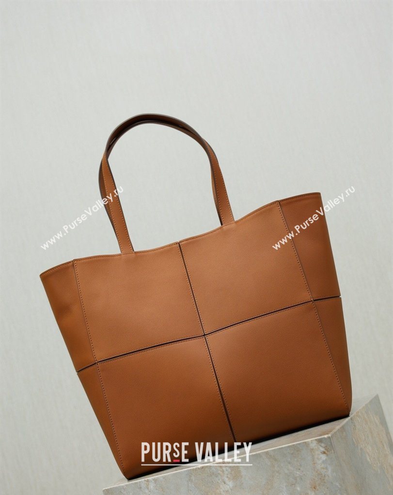 Saint Laurent Paris Small 4 Carre Tote Bag in Leather Toasted Brown 2026 863959 (MHUI-260407008)