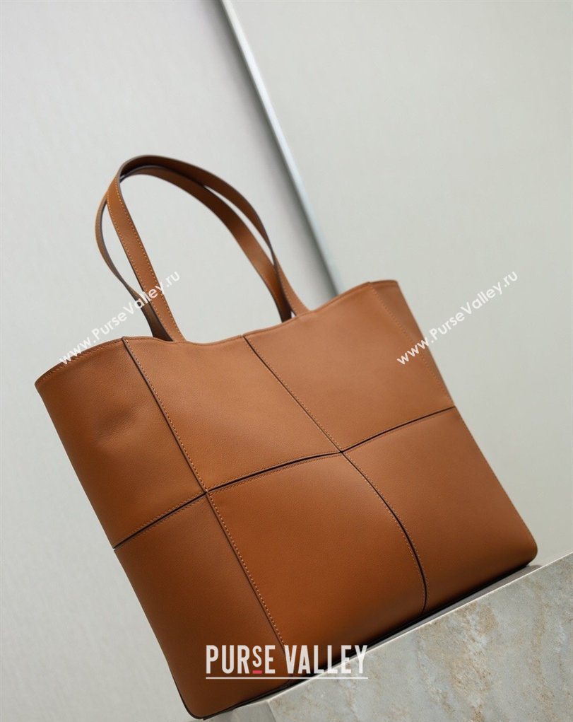 Saint Laurent Paris Small 4 Carre Tote Bag in Leather Toasted Brown 2026 863959 (MHUI-260407008)