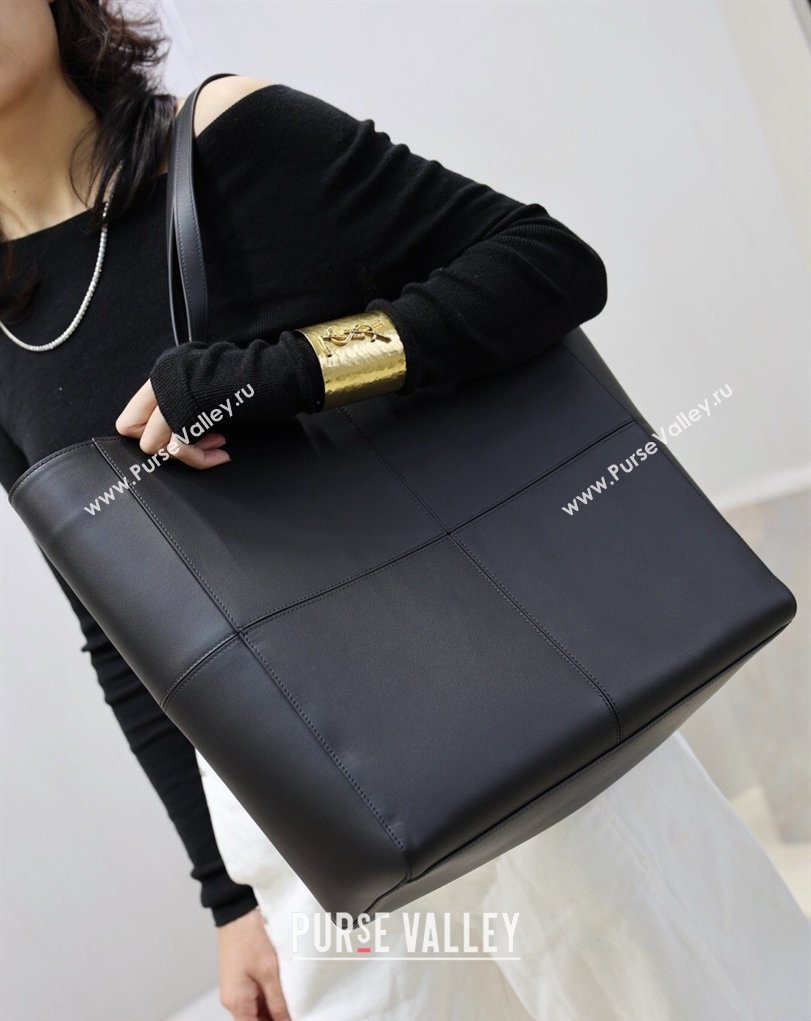 Saint Laurent Paris 4 Carre Tote Bag in Leather Black 2026 862368 (MHUI-260407009)