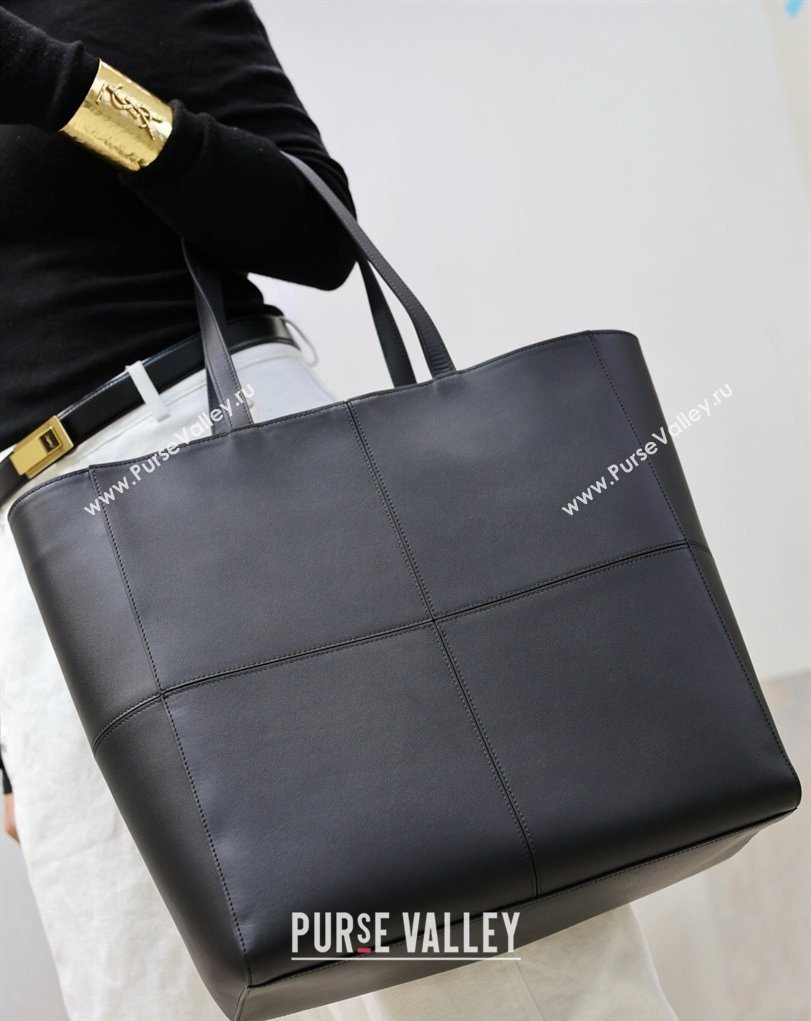 Saint Laurent Paris 4 Carre Tote Bag in Leather Black 2026 862368 (MHUI-260407009)