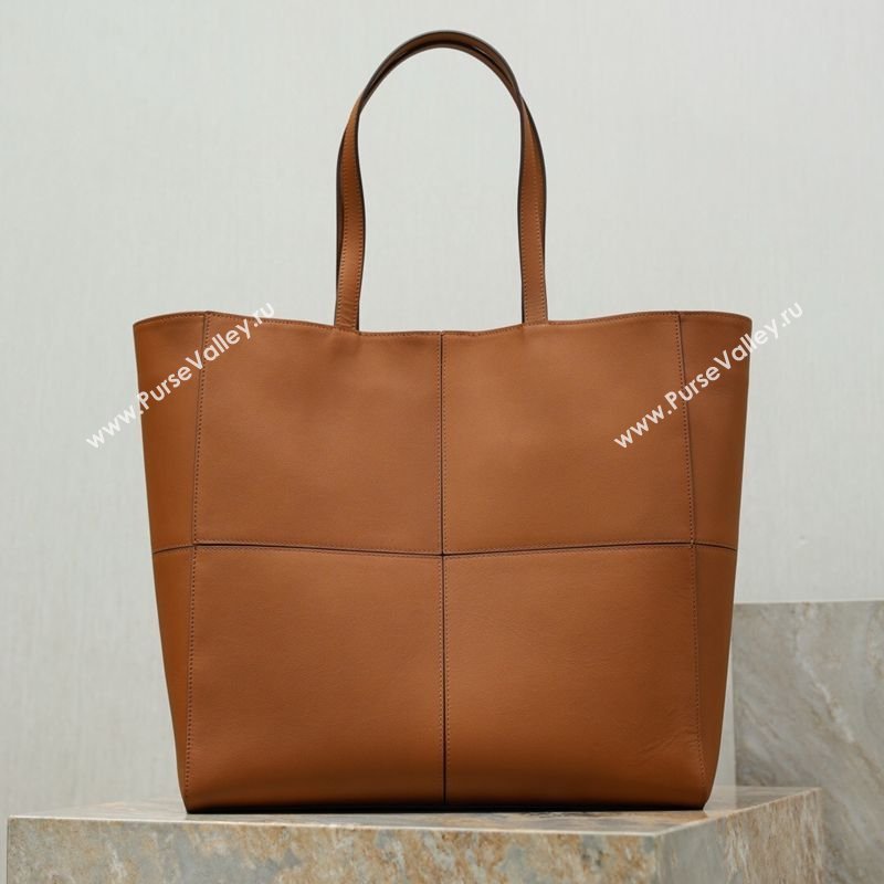 Saint Laurent Paris 4 Carre Tote Bag in Leather Toasted Brown 2026 862368 (MHUI-260407010)