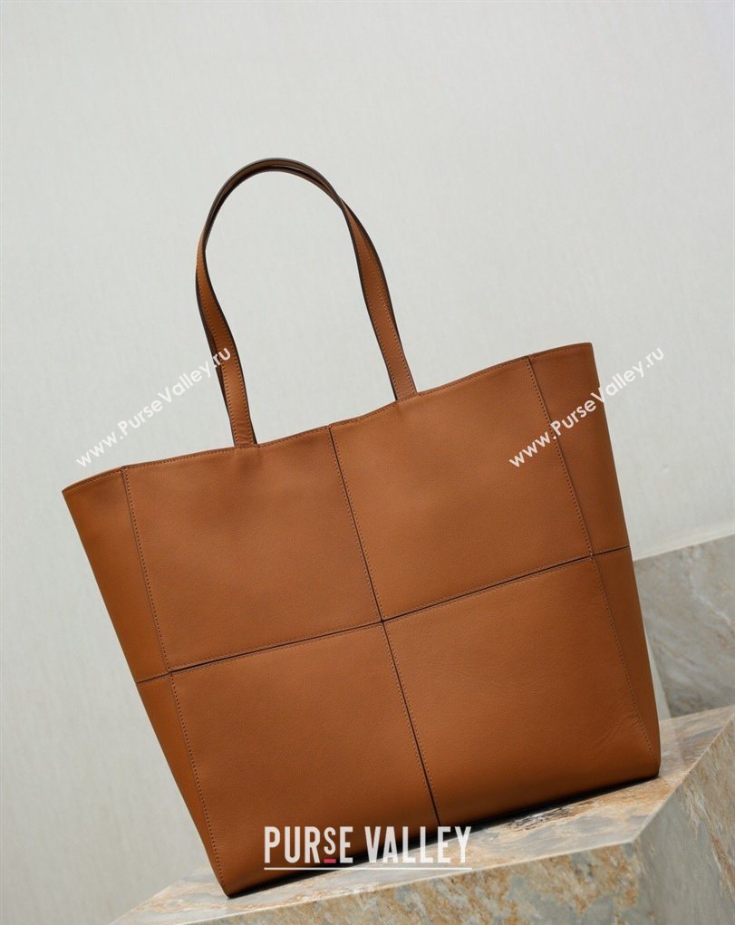 Saint Laurent Paris 4 Carre Tote Bag in Leather Toasted Brown 2026 862368 (MHUI-260407010)