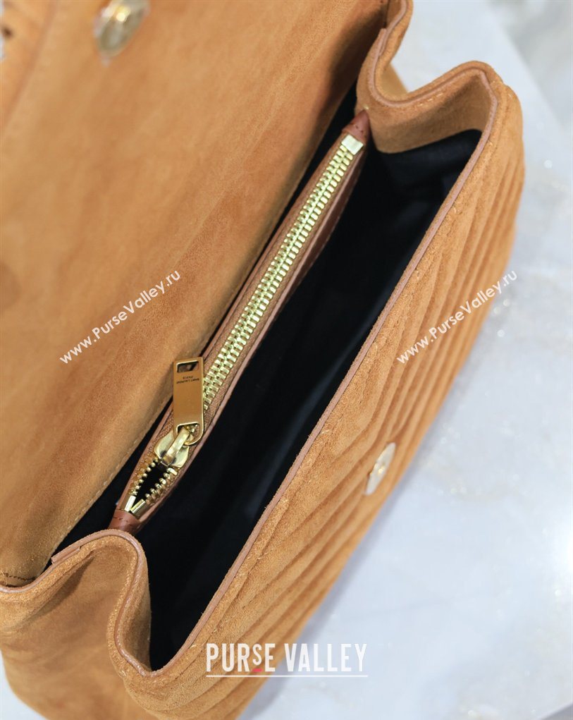 Saint Laurent Medium Monogram College Bag in Suede with Tassel 392737 Clay Brown 2026 (MHUI-260407013)