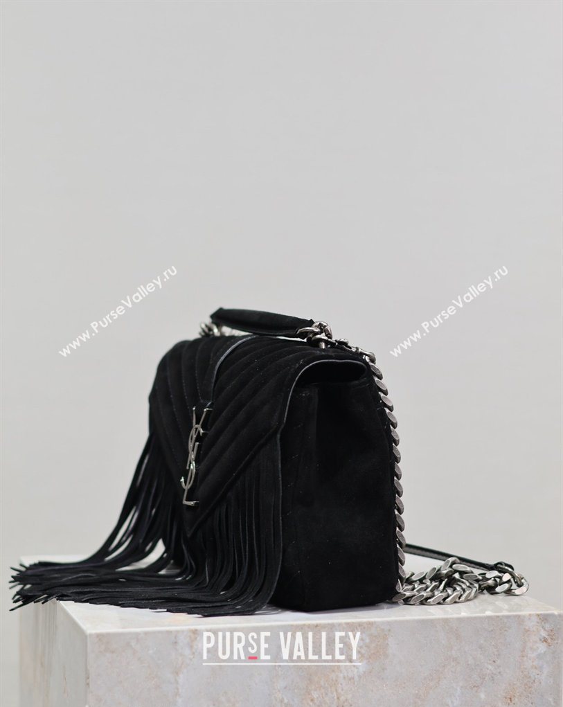 Saint Laurent Medium Monogram College Bag in Suede with Tassel Black 392737 2026 (MHUI-260407014)