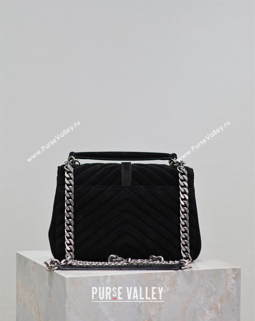 Saint Laurent Medium Monogram College Bag in Suede with Tassel Black 392737 2026 (MHUI-260407014)