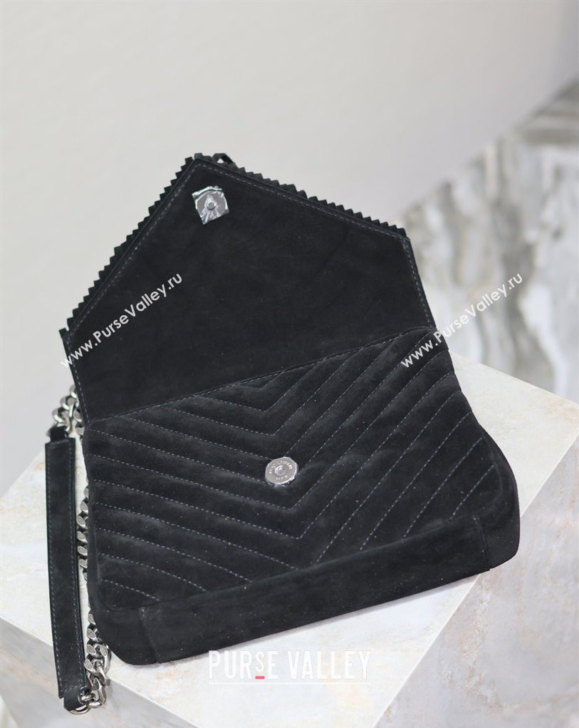 Saint Laurent Medium Monogram College Bag in Suede with Tassel Black 392737 2026 (MHUI-260407014)