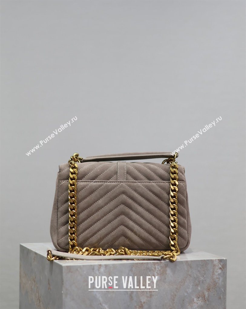 Saint Laurent Medium Monogram College Bag in Suede with Tassel 392737 Grey 2026 (MHUI-260407015)