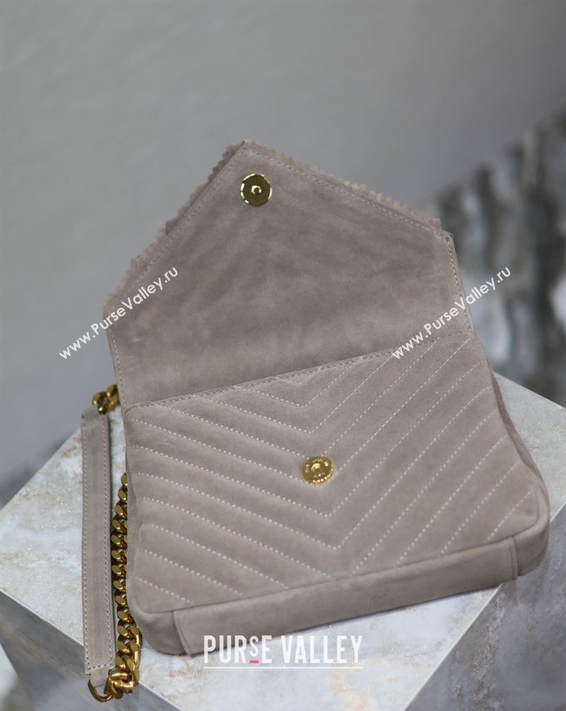 Saint Laurent Medium Monogram College Bag in Suede with Tassel 392737 Grey 2026 (MHUI-260407015)