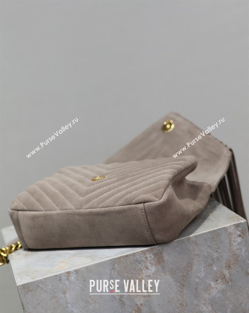 Saint Laurent Medium Monogram College Bag in Suede with Tassel 392737 Grey 2026 (MHUI-260407015)