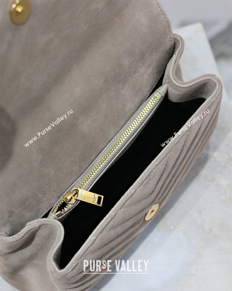 Saint Laurent Medium Monogram College Bag in Suede with Tassel 392737 Grey 2026 (MHUI-260407015)