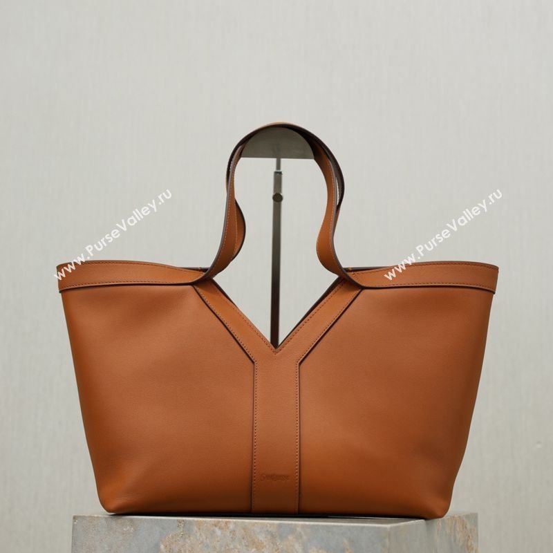 Saint Laurent Y small tote bag in leather Brown 2026 835274 (MHUI-260407016)