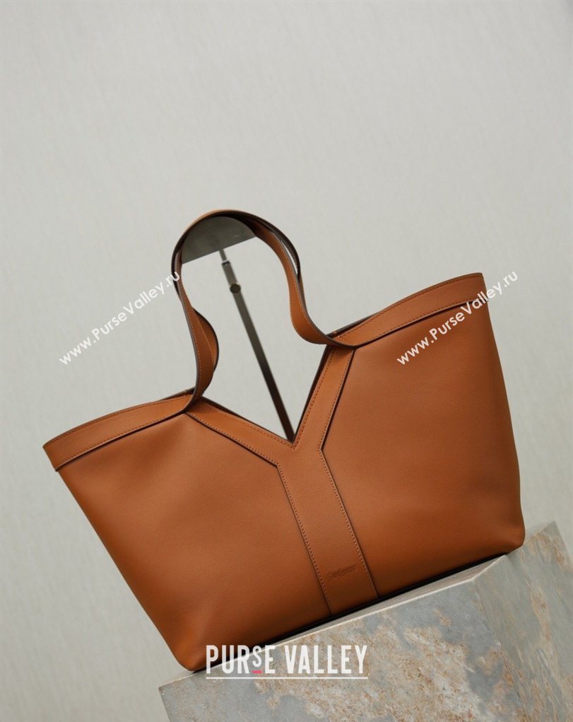 Saint Laurent Y small tote bag in leather Brown 2026 835274 (MHUI-260407016)