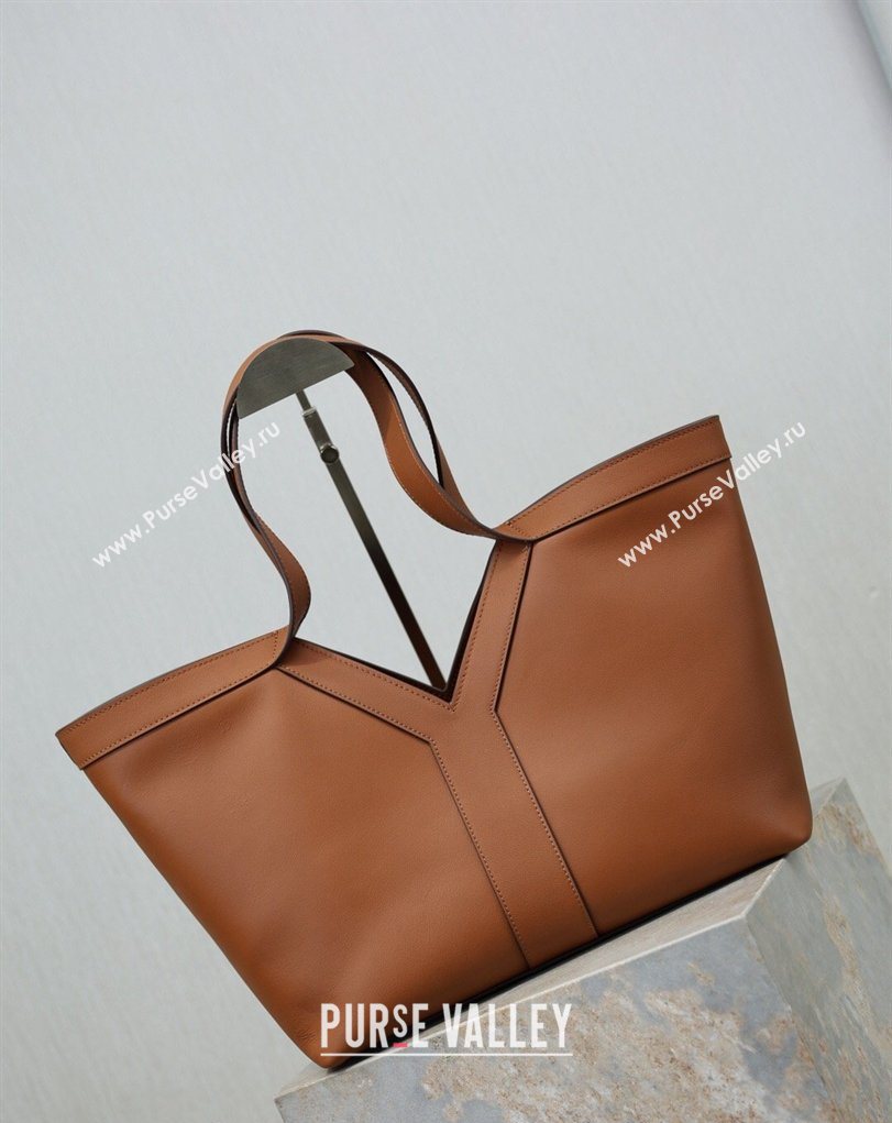 Saint Laurent Y small tote bag in leather Brown 2026 835274 (MHUI-260407016)