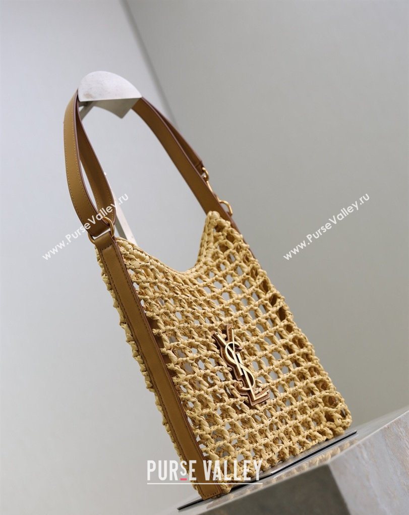 Saint Laurent Oxalis Mini Tote Bag in Crochet Raffia Straw Beige 2026 840042 (MHUI-260407018)