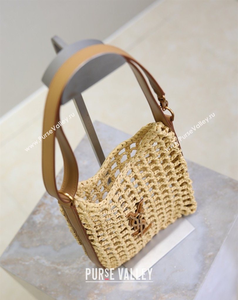 Saint Laurent Oxalis Mini Tote Bag in Crochet Raffia Straw Beige 2026 840042 (MHUI-260407018)