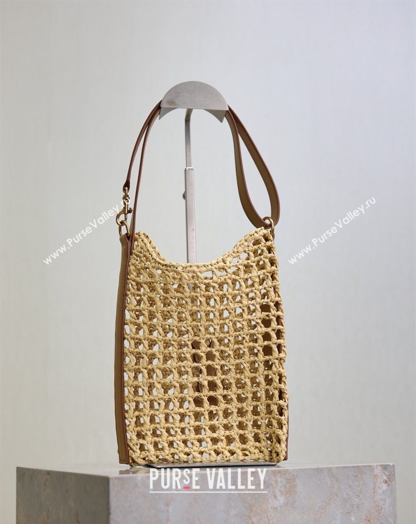 Saint Laurent Oxalis Mini Tote Bag in Crochet Raffia Straw Beige 2026 840042 (MHUI-260407018)