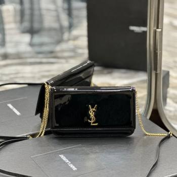 Saint Laurent Cassandre Phone Holder Chain Mini bag in Black Patent Leather 2024 635095 (YY-240525069)