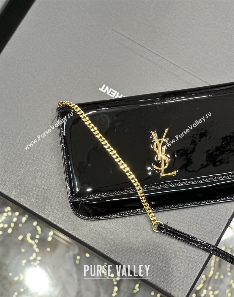 Saint Laurent Cassandre Phone Holder Chain Mini bag in Black Patent Leather 2024 635095 (YY-240525069)