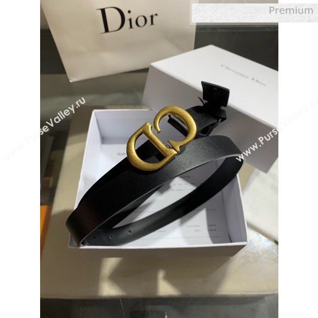 Dior Width 2cm Calfskin Belt With CD Buckle Black 01 2020 (99-20050408)