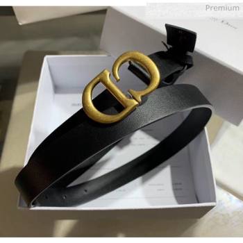 Dior Width 2cm Calfskin Belt With CD Buckle Black 01 2020 (99-20050408)