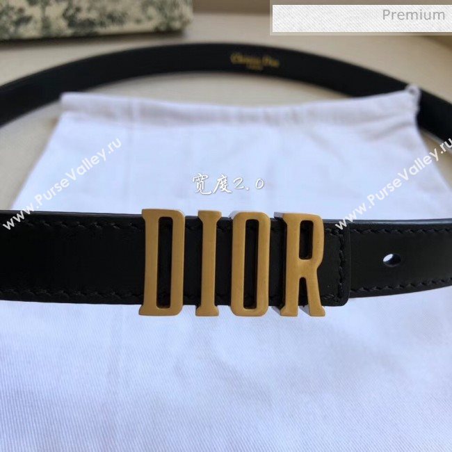 Dior Width 2cm Calfskin Belt With DIOR Buckle Black 05 2020 (99-20050412)