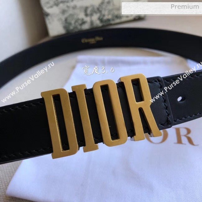 Dior Width 3cm Calfskin Belt With DIOR Buckle Black 06 2020 (99-20050413)