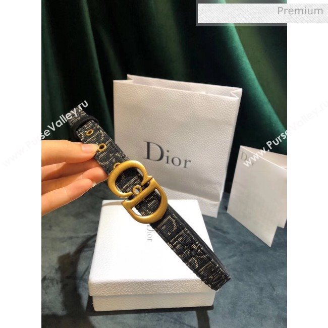 Dior Oblique Canvas & Calfskin Belt With CD Buckle Black 07 2020 (99-20050414)