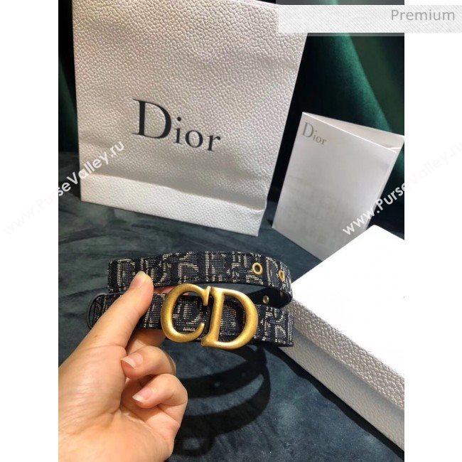 Dior Oblique Canvas & Calfskin Belt With CD Buckle Black 07 2020 (99-20050414)