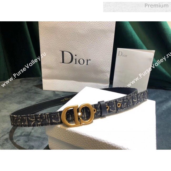Dior Oblique Canvas & Calfskin Belt With CD Buckle Black 07 2020 (99-20050414)