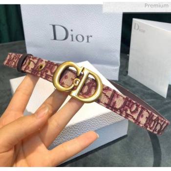 Dior Oblique Canvas & Calfskin Belt With CD Buckle Burgundy 08 2020 (99-20050415)