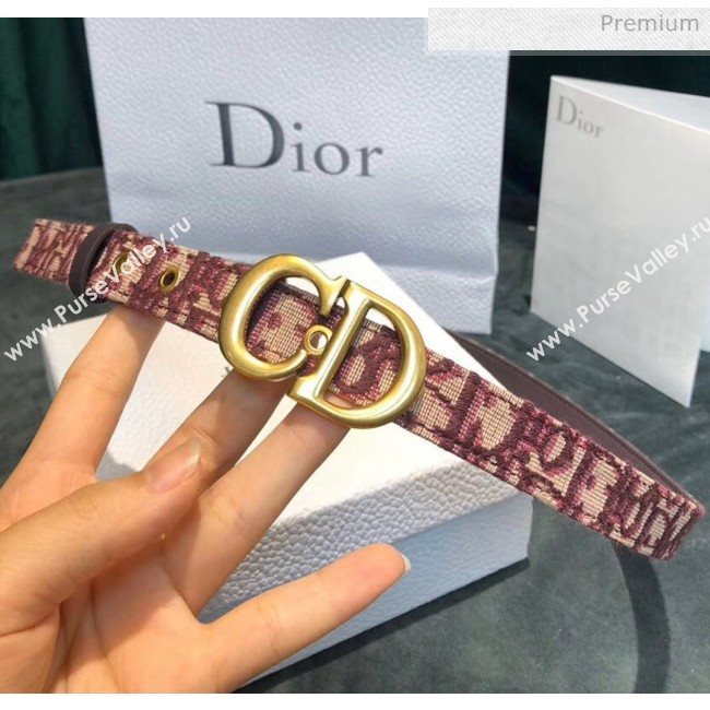 Dior Oblique Canvas & Calfskin Belt With CD Buckle Burgundy 08 2020 (99-20050415)