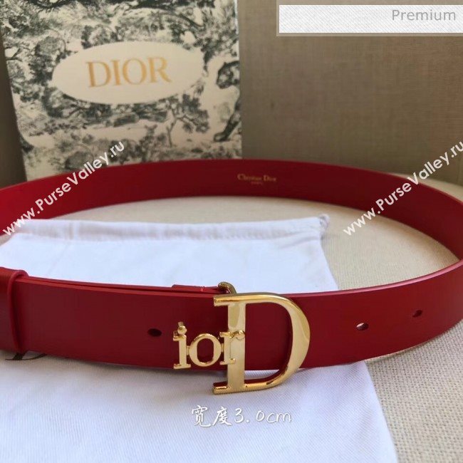 Dior Width 3cm Calfskin Belt With Special Dior Buckle 09 Red 2020 (99-20050417)