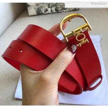 Dior Width 3cm Calfskin Belt With Special Dior Buckle 09 Red 2020 (99-20050417)