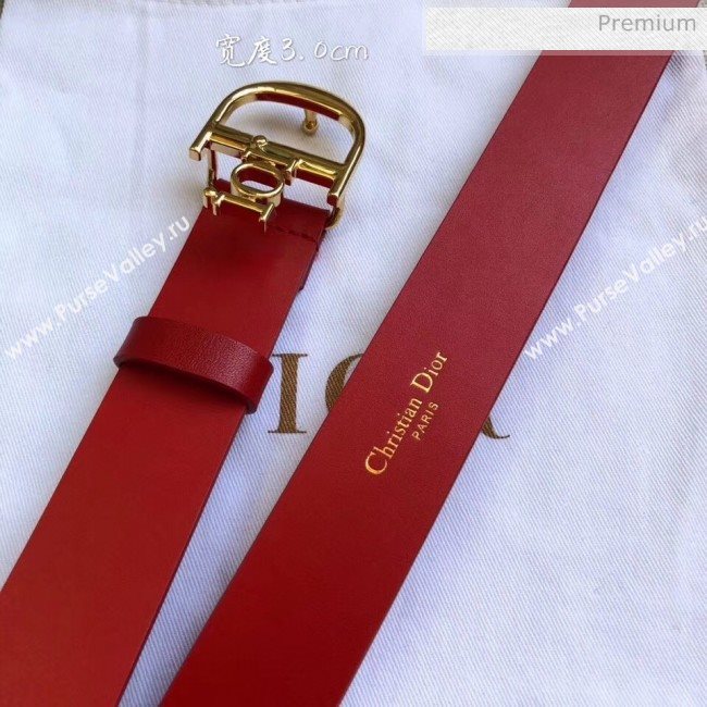 Dior Width 3cm Calfskin Belt With Special Dior Buckle 09 Red 2020 (99-20050417)