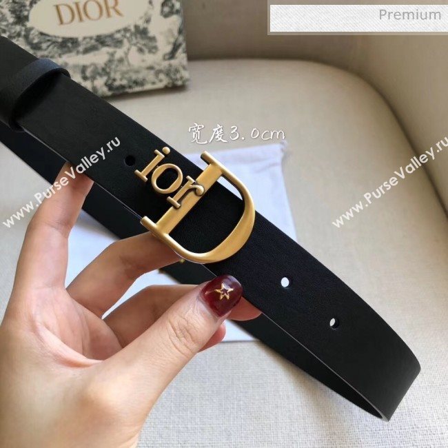 Dior Width 3cm Calfskin Belt With Special Dior Buckle 10 Black 2020 (99-20050418)