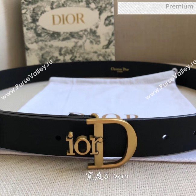 Dior Width 3cm Calfskin Belt With Special Dior Buckle 10 Black 2020 (99-20050418)