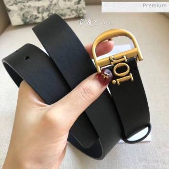 Dior Width 3cm Calfskin Belt With Special Dior Buckle 10 Black 2020 (99-20050418)