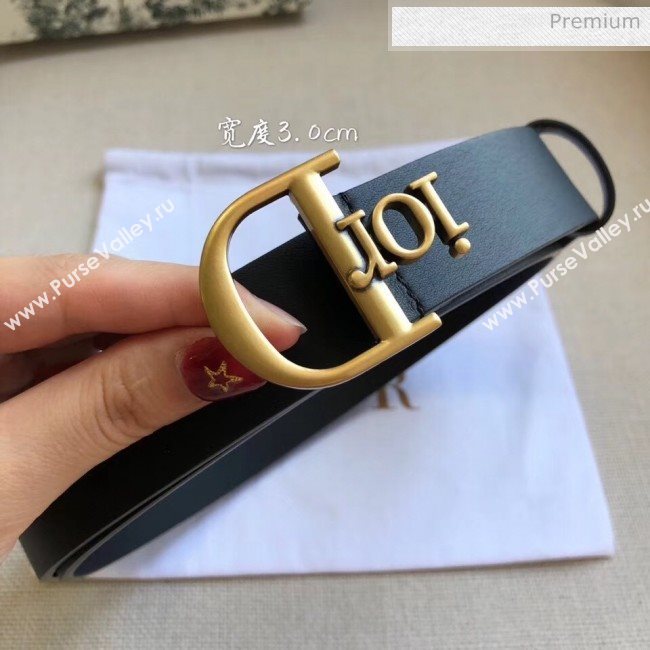 Dior Width 3cm Calfskin Belt With Special Dior Buckle 10 Black 2020 (99-20050418)