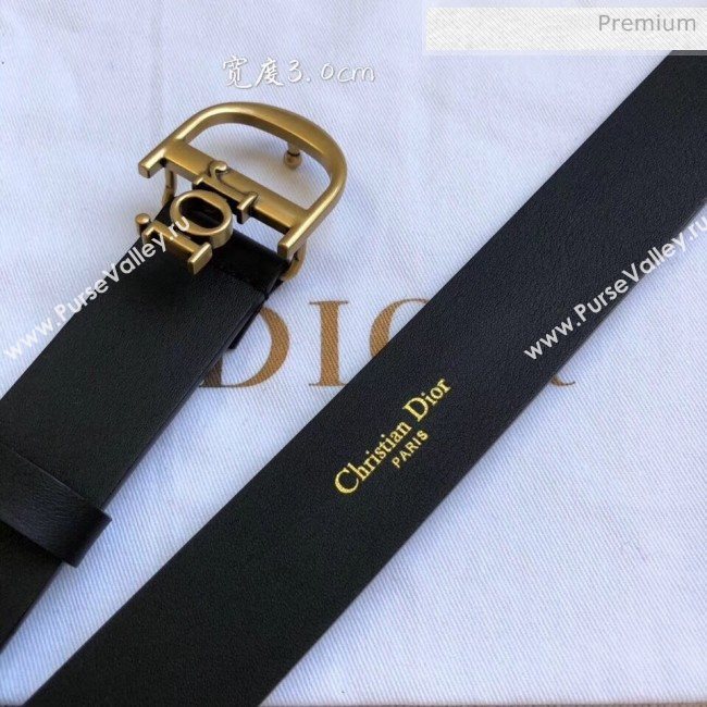 Dior Width 3cm Calfskin Belt With Special Dior Buckle 10 Black 2020 (99-20050418)