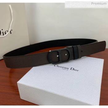 Dior Width 3.5cm Reversible Calfskin Belt With Black CD Buckle Black/Deep Grey 2020 (99-20050425)