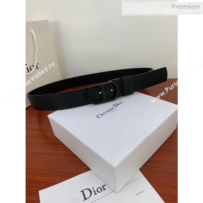 Dior Width 3.5cm Reversible Calfskin Belt With Black CD Buckle Black 2020 (99-20050428)