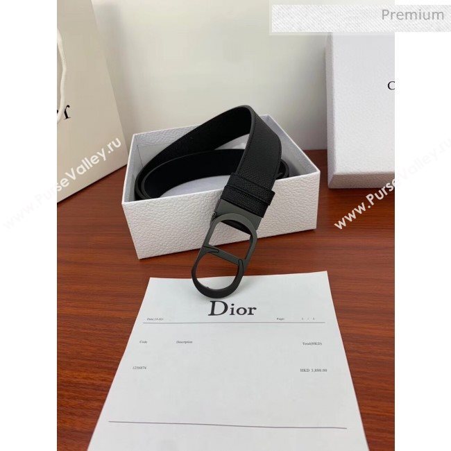 Dior Width 3.5cm Reversible Calfskin Belt With Black CD Buckle Black 2020 (99-20050428)
