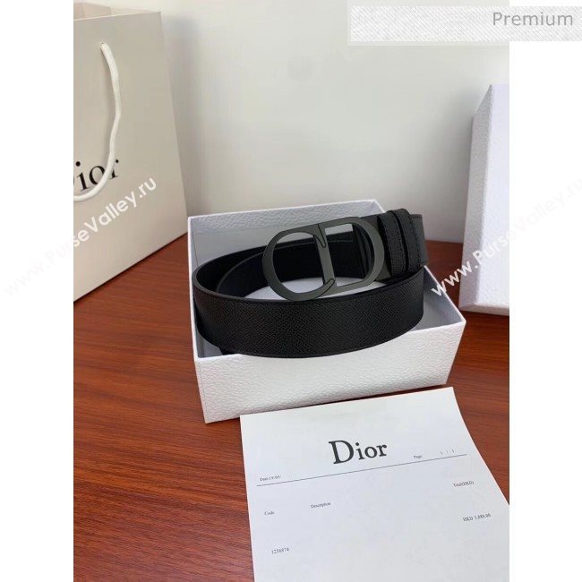 Dior Width 3.5cm Reversible Calfskin Belt With Black CD Buckle Black 2020 (99-20050428)