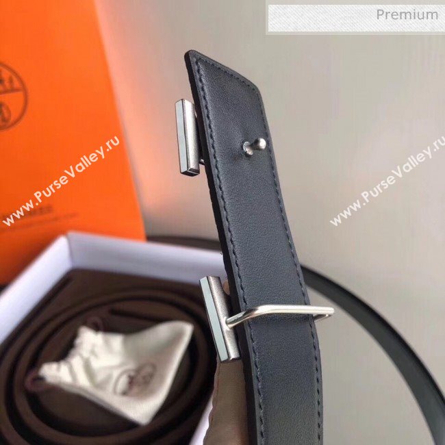 Hermes Width 3.8cm Grainy Calfskin Belt With H Buckle Black 2020 (99-20050514)