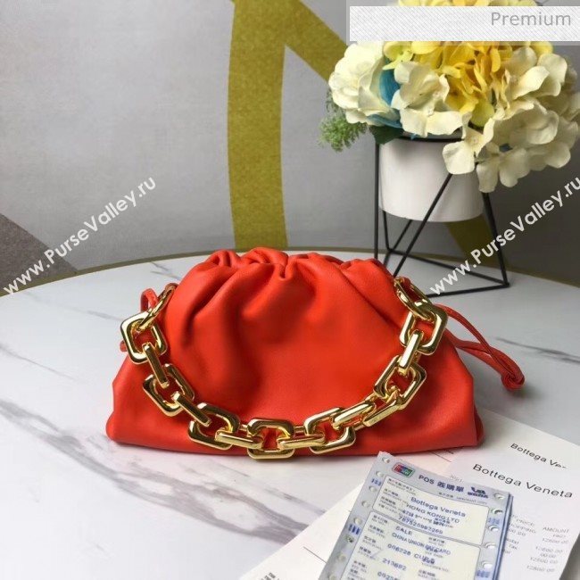 Bottega Veneta Small The Chain Pouch Clutch Bag With Square Ring Chain Red 2020 (MS-20050535)