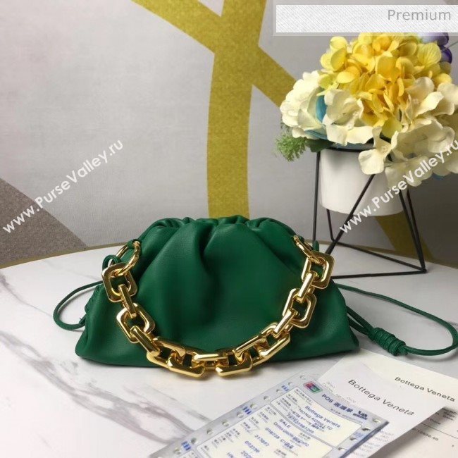 Bottega Veneta Small The Chain Pouch Clutch Bag With Square Ring Chain Green 2020 (MS-20050537)