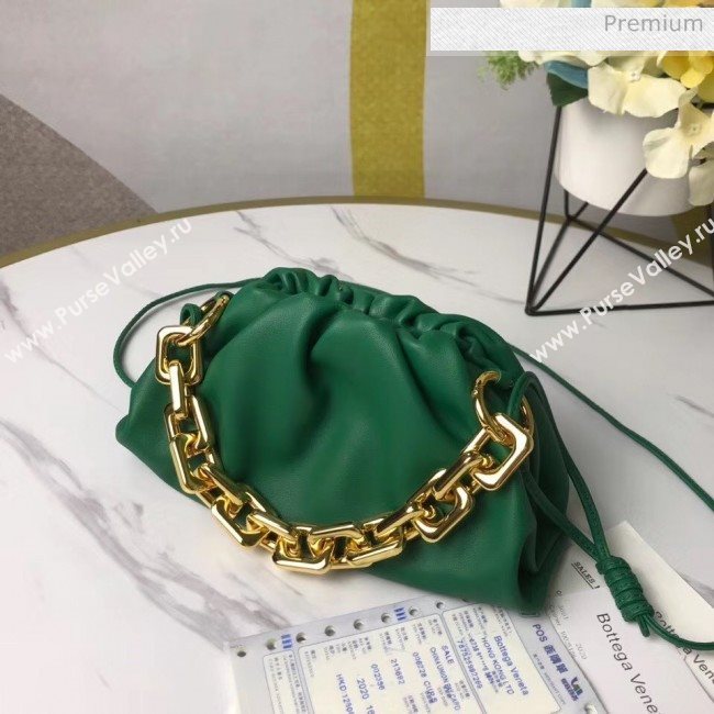 Bottega Veneta Small The Chain Pouch Clutch Bag With Square Ring Chain Green 2020 (MS-20050537)
